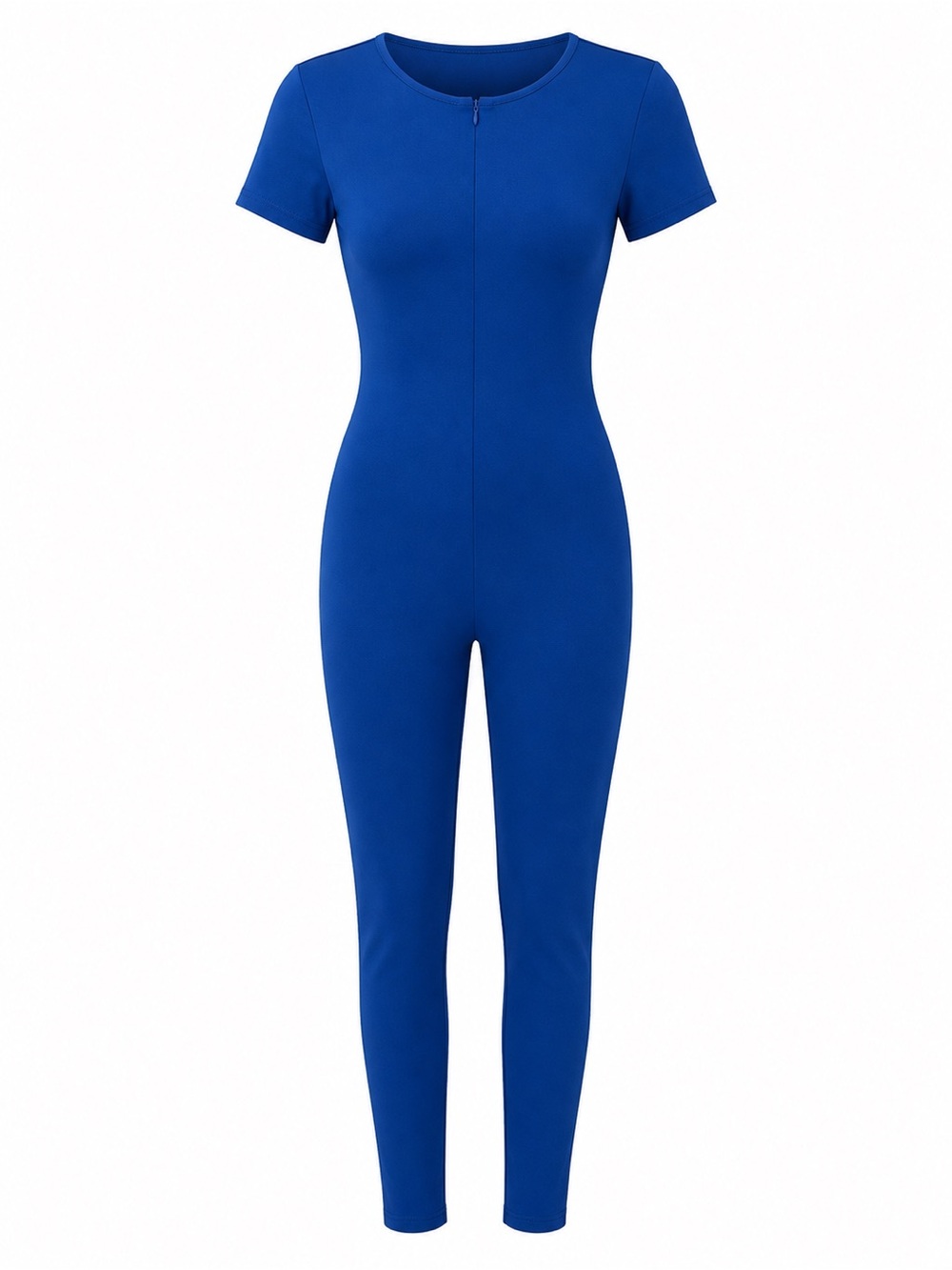 Short Sleeve Slim Jumpsuit in Cobalt Blue